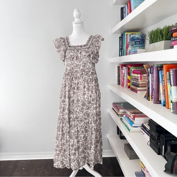 Free People Bonita Printed Midi Dress Tea Combo XS - Picture 3 of 16